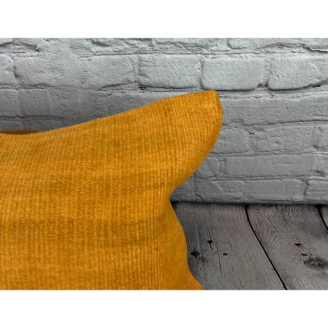 Turkish 16 x 24 Hemp Pillow Turkish Cushion Natural Orange Pillow Cushion Cover For Sale - Image 3 of 4