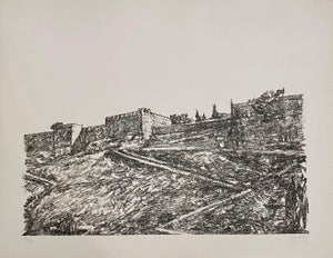 Avigdor Arikha, Avigdor Arikha Modernist Israeli Lithograph Jerusalem Landscape Bezalel School, 1978