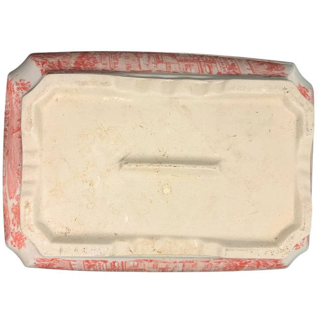 Ceramic Vintage Ceramic Rectangular Planter Plant Pot White Pink European City Design For Sale - Image 7 of 7
