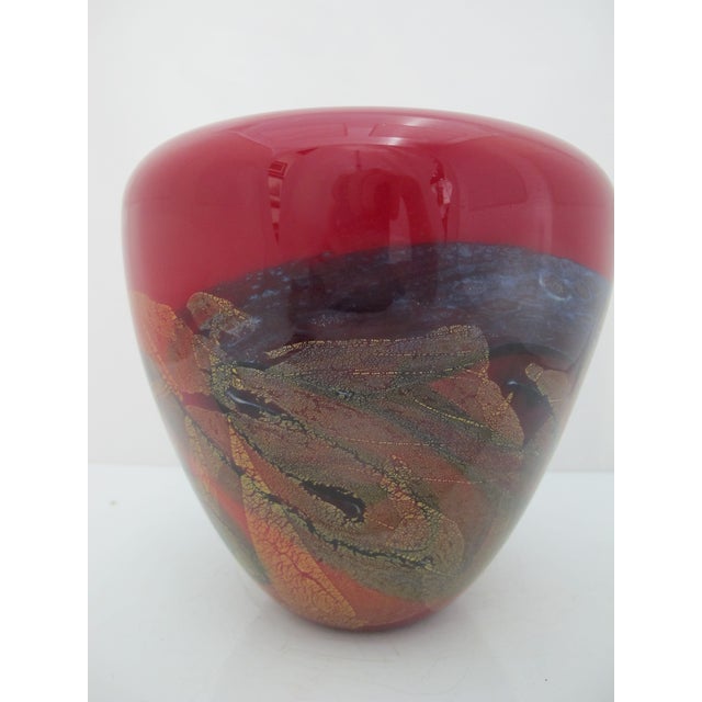 Michael Nourot Red Satin Series Gold Leaf Art Glass Vase Rb 39 91 Mn For Sale In Portland, OR - Image 6 of 15