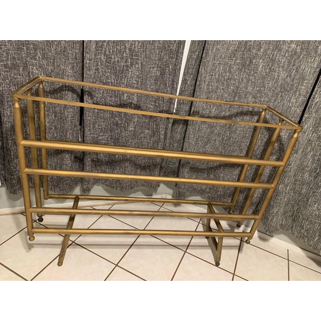 Attributed to Mastercraft- Mid-Century Era Modern Console — Cubist-Inspired Brass & Glass, Offered is a refined vintage...