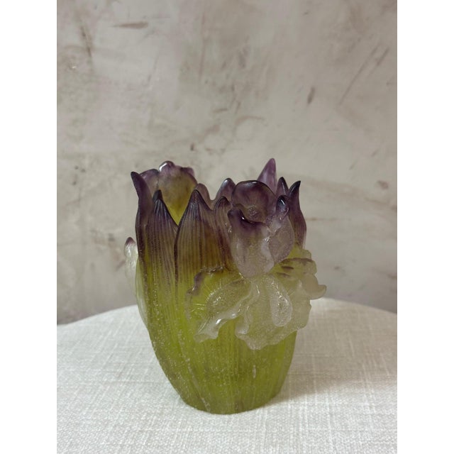 Chartreuse Glass Paste Vase by Jean Daum for Daum, 2010s For Sale - Image 8 of 17
