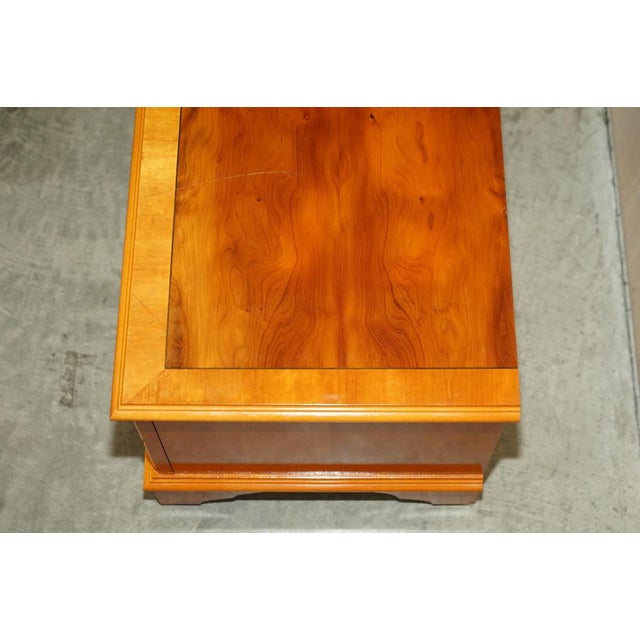 Burr & Yew Wood Drop Front Media Television Stand For Sale - Image 12 of 18