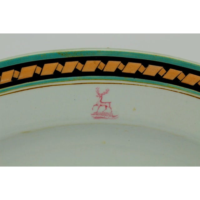 Circa 1865 Civil War Era White Ironstone Armorial Platter Stag Crest, English For Sale - Image 4 of 13