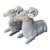 Vintage Monumental Distressed Hand Carved Rams - A Pair For Sale