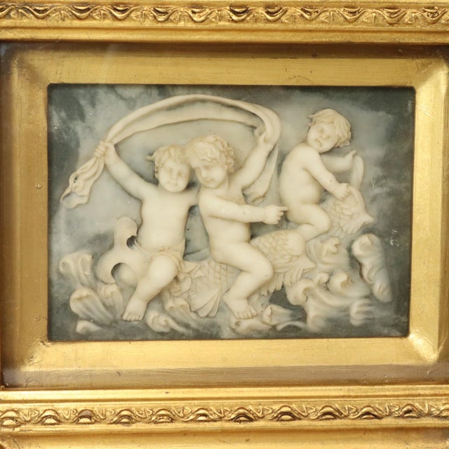 Vintage Framed Alabaster Plaques from Biggs and Sons London, 1950s, Set of 2 For Sale - Image 6 of 17