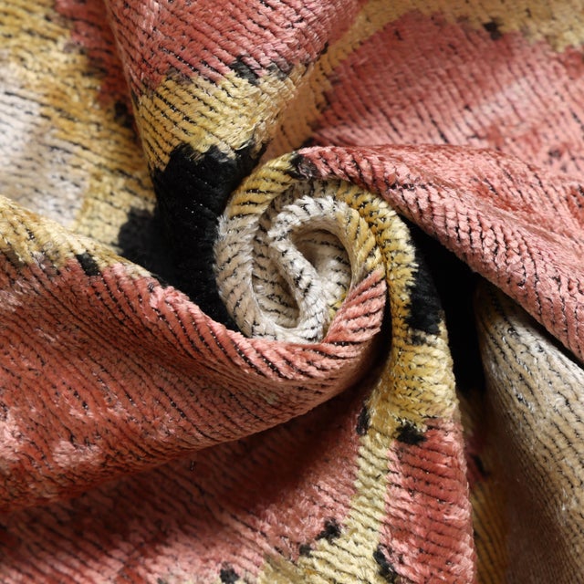 "A striking balance of softness and structure, this handmade silk velvet pillow transforms geometric pattern into an...