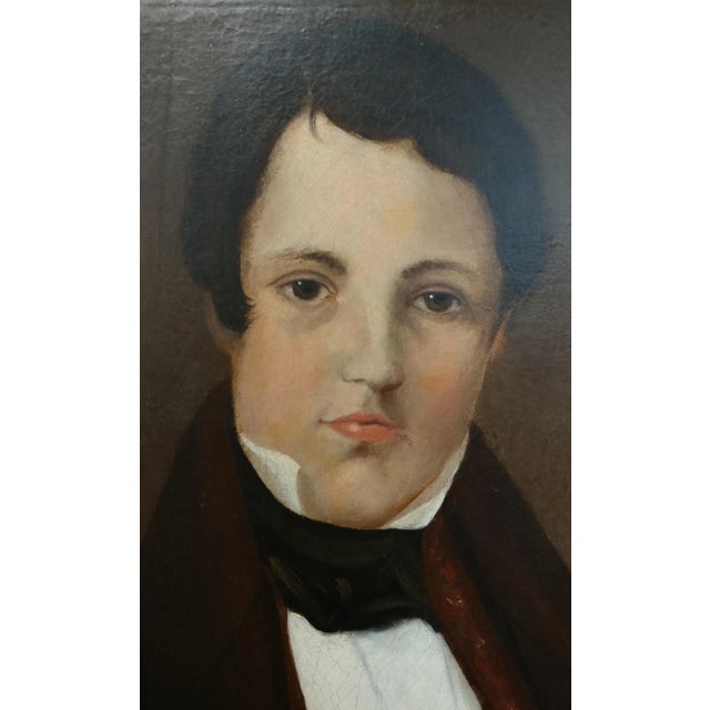 Early 19th Century American School -19th Century Portraits of Husband & Wife - a Pair For Sale - Image 5 of 10