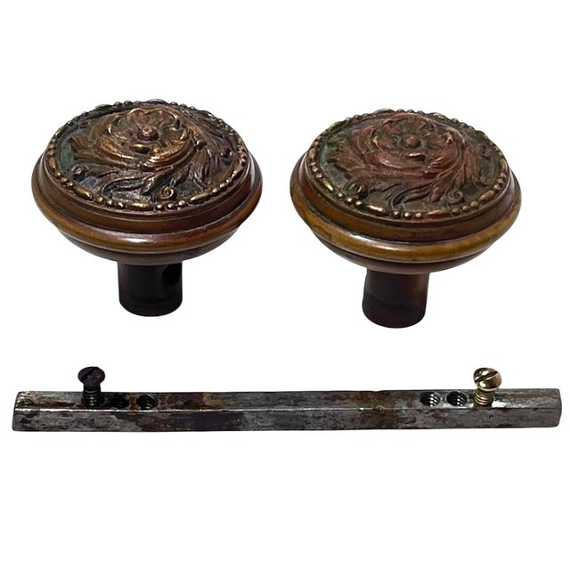 1900s Antique American Romanesque Bronze Door Knobs - A Pair For Sale - Image 6 of 7