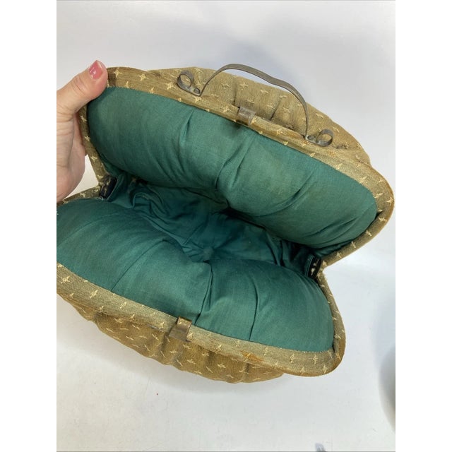 Vintage Rare Dutch Tea Brocade Carriage Caddy a Teapot & Metal Footed Cozy - 3 Pc Set For Sale - Image 9 of 12