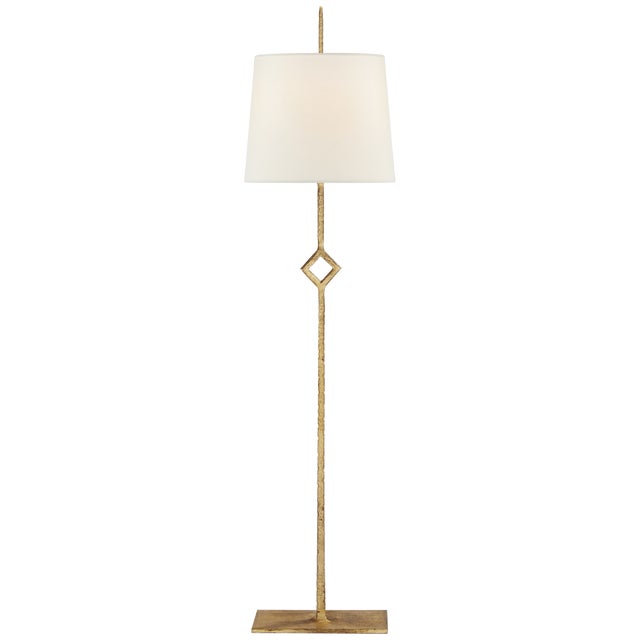 Transitional Visual Comfort Signature Cranston Buffet Lamp in Gilded Iron with Linen Shade For Sale - Image 3 of 3