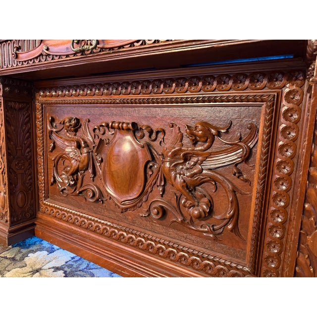 American Presidential "Resolute Desk" Carved Mahogany Handcrafted Executive Partners Desk For Sale - Image 3 of 12