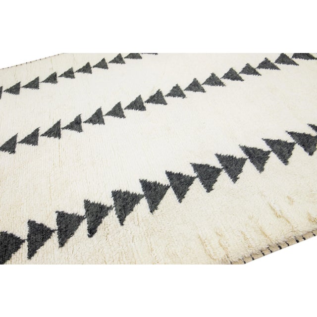2020s 2020s Ivory Modern Moroccan Style Wool Rug With Tribal Pattern For Sale - Image 5 of 7