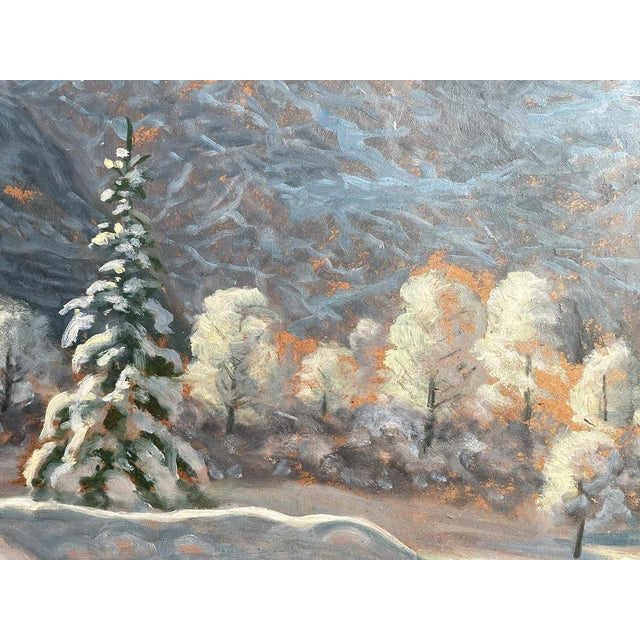 Alfred Kusche, Snowy Landscape, 1920s, Oil on Board For Sale - Image 12 of 16