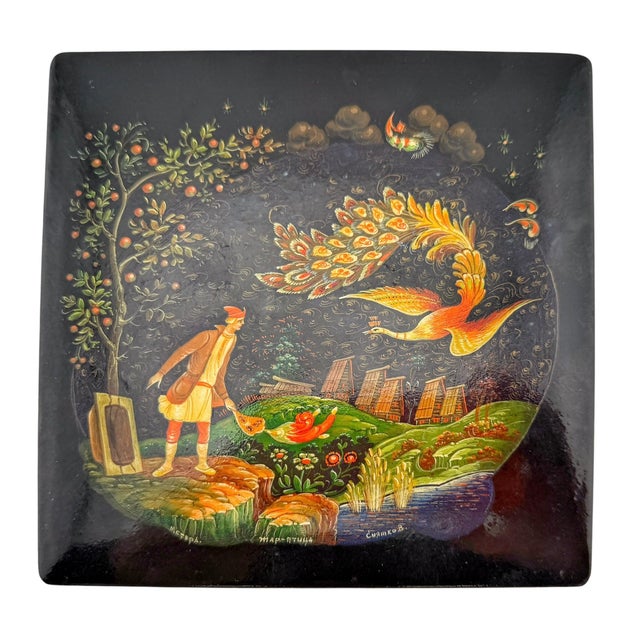 Soviet Mstyora Firebird Lacquer Box Signed V. Snyatkov, circa 1980 For Sale - Image 16 of 16