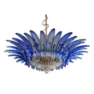 Murano Pendant Light with Palmette and Blue Glasses, 1990 For Sale