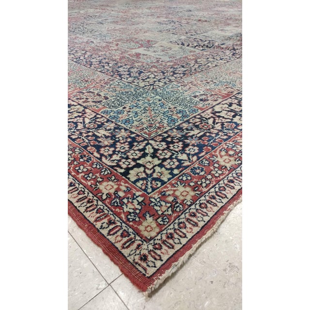 Persian Antique Lavar Kerman Carpet, Handmade Wool Carpet, Multi-Color, Ivory, Red Wine For Sale - Image 3 of 18