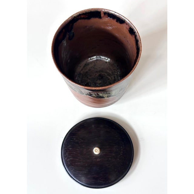 Rare Antique Japanese Ceramic Takatori Ware Hoso Mizusashi For Sale - Image 10 of 13