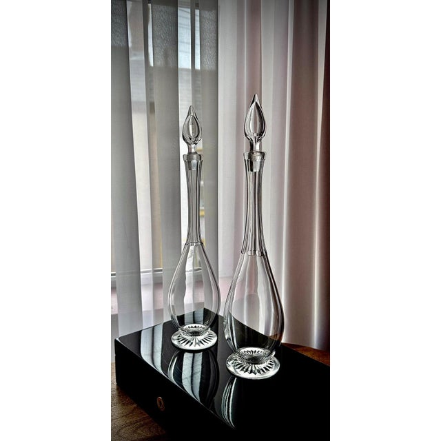 Antique Clear Glass Teardrop Decanters, 1890s, Set of 2 For Sale - Image 8 of 16