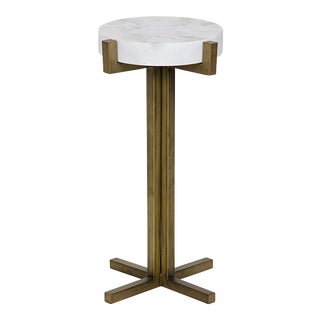 NOIR Sardo Side Table in Antique Brass in Metal and Quartz For Sale