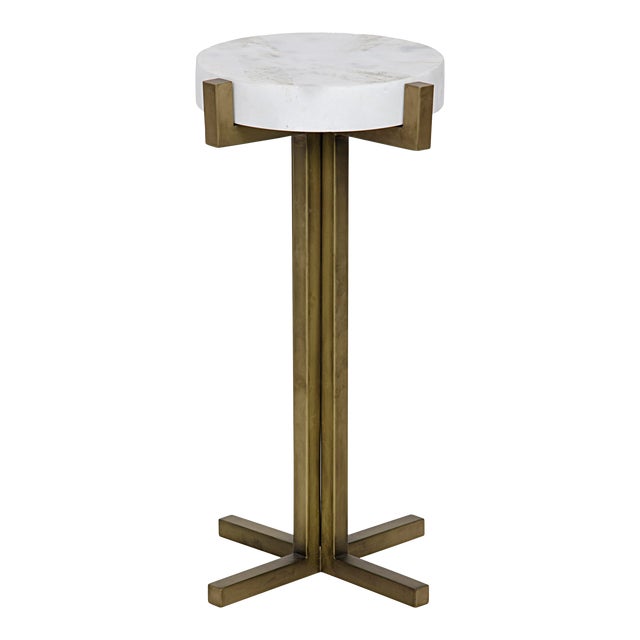 NOIR Sardo Side Table in Antique Brass in Metal and Quartz For Sale