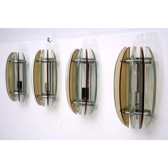 Glass Thick Glass Sconces from Veca, Italy, 1960s, Set of 4 For Sale - Image 7 of 14