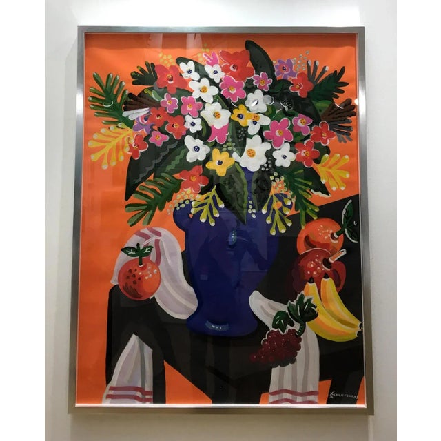 Gold Bouquet, Pop Art Style and Classical, Framed Colorful Still-Life Flower Painting, 2018 For Sale - Image 8 of 11