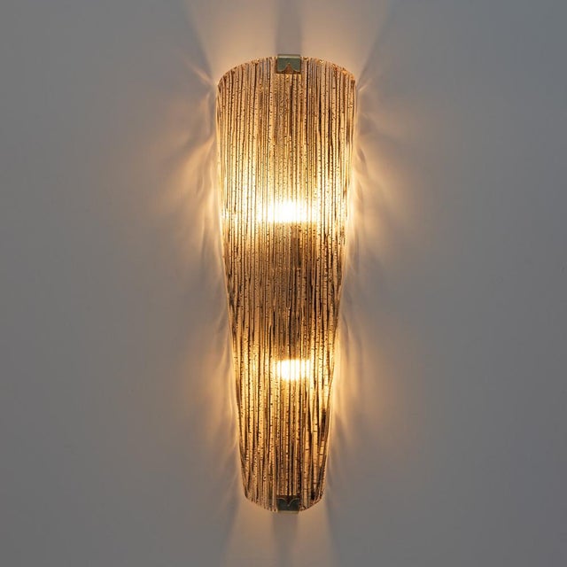 Modern Amber Murano Glass and Brass Sconces, 2000, Set of 2 For Sale - Image 4 of 12