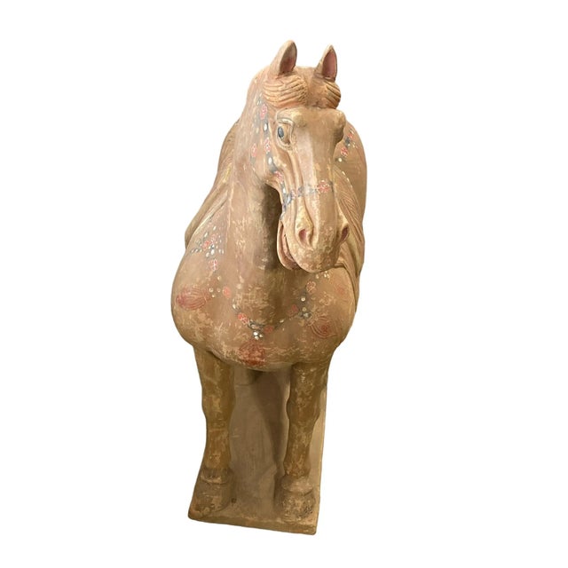 Beige CHinoiserie Large Tang Dynasty-Style Standing Horse For Sale - Image 8 of 10