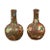 Vintage Chinese Kendi Shape Brown Vases with Floral and Fruit Décor - a Pair For Sale