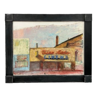 “Fine Arts Cinema” 1991 Vintage Framed Mixed Media Painting For Sale