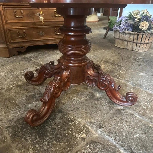 1880s Louis Philippe Mahogany Feather Turtle Shell Shaped Sicilian Side Table For Sale - Image 10 of 11