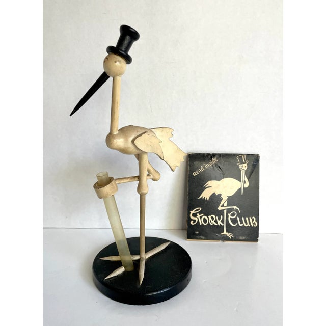 Wood 1940's Stork Club Figurative Bud Vase With Large Matchbook For Sale - Image 7 of 11