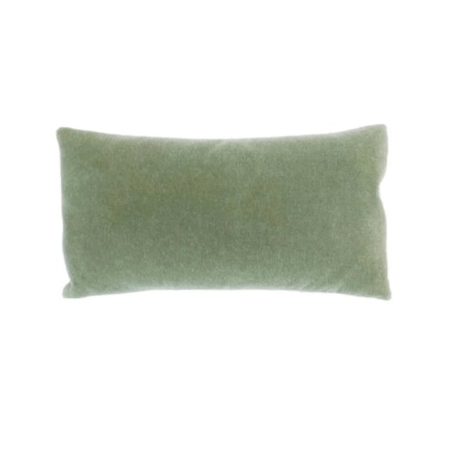 Contemporary Plush Celadon Down Filled Lumbar Mohair Pillow For Sale - Image 3 of 3