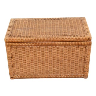 Hollywood Regency Bamboo Wicker Blanket Chest Trunk 6009 For Sale