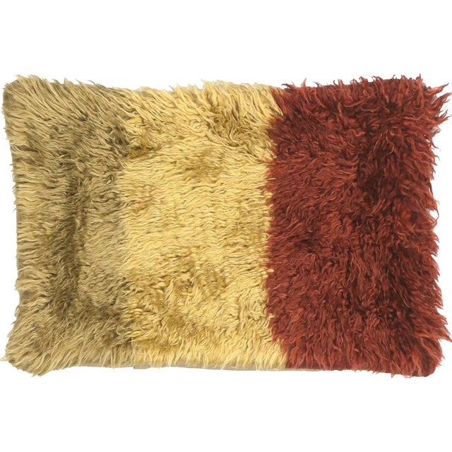 1960s Turkish Tulu Pillow. Hand sewn with fragments of vintage Anatolian Tulu Kilims. Fiber fill. 522127