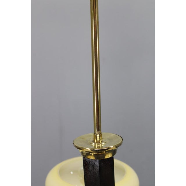 Metal Art Deco Brass, Glass, and Wood Chandelier with Champagne Glass, Czechoslovakia, 1930s For Sale - Image 7 of 12