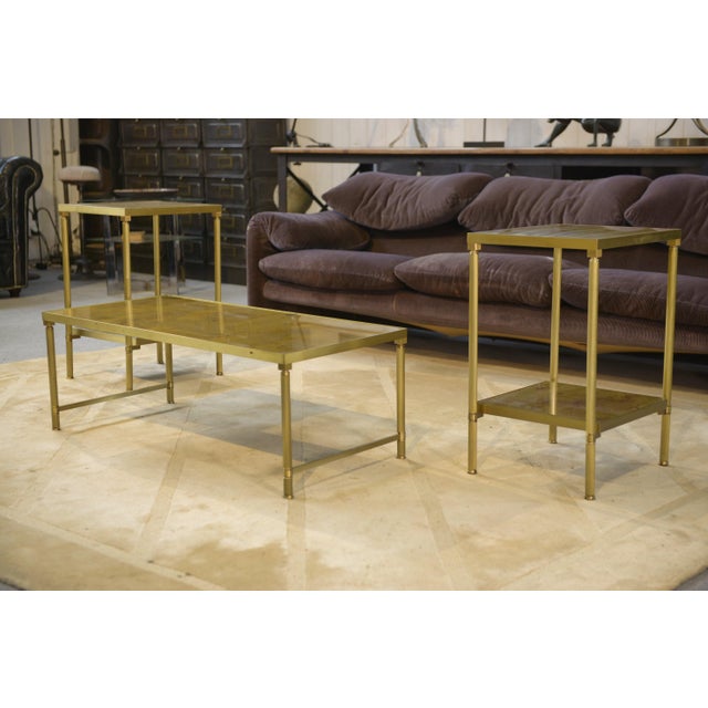 Coffee Table and Side Tables in Verre Églomisé, 1980s, Set of 3 For Sale - Image 11 of 13