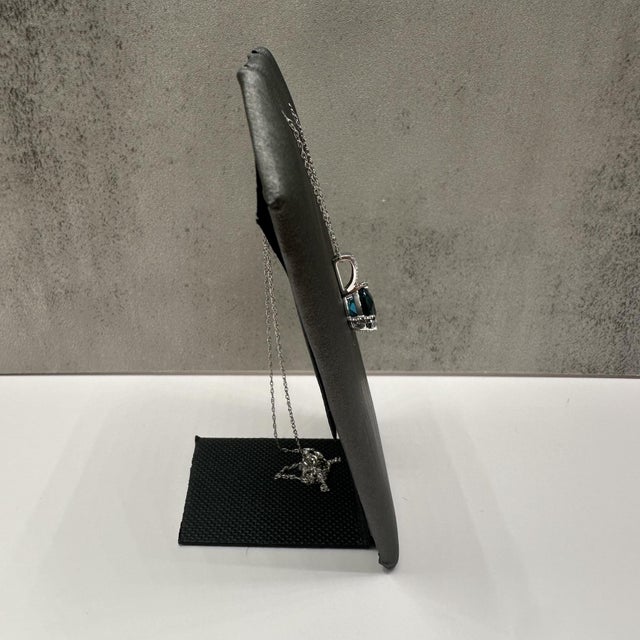 Contemporary Topaz & Diamond Necklace in 10kt White Gold – London Blue, 18in, New For Sale - Image 3 of 5