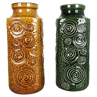 German Ceramic Vases from Scheurich, 1970s, Set of 2 For Sale