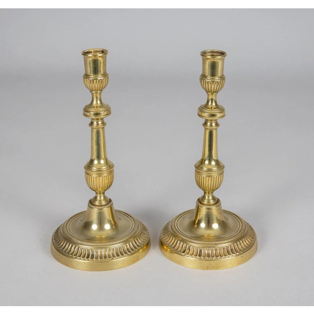 French 19th Century French Brass Candlesticks - A Pair For Sale - Image 3 of 6