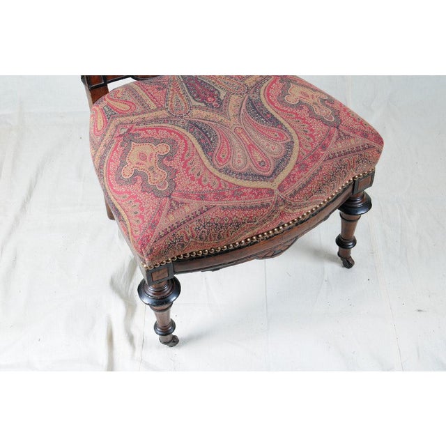 1880s Aesthetic Period Carved Wood Chair, Accent Chair, Victorian Style For Sale - Image 4 of 7