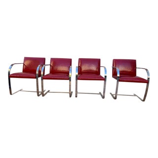 Mid Century Modern Mies Van Der Rohe Brno Chairs for Knoll - Set of 4 For Sale
