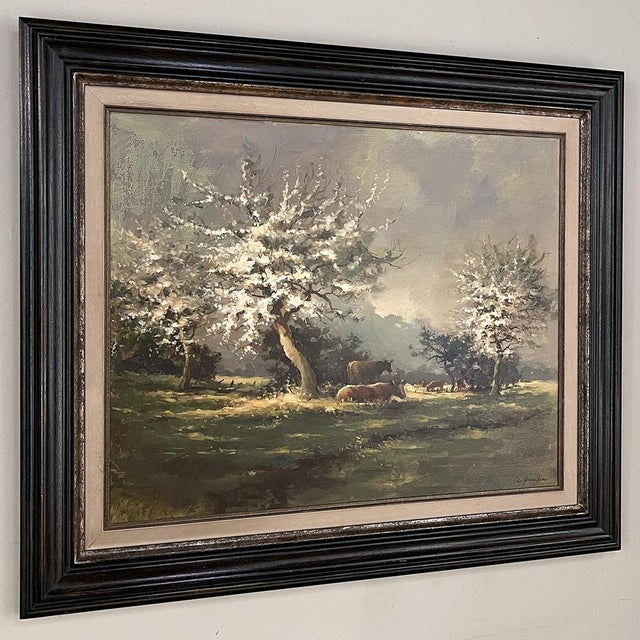 Framed Oil Painting on Canvas by E. Van Orden 'Spring Time Pastoral' For Sale - Image 4 of 16