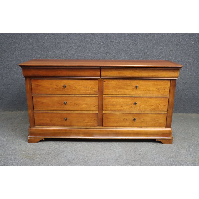 National Furniture Company National Mt. Airy Louis Philippe Style Cherry Double Dresser For Sale - Image 4 of 10