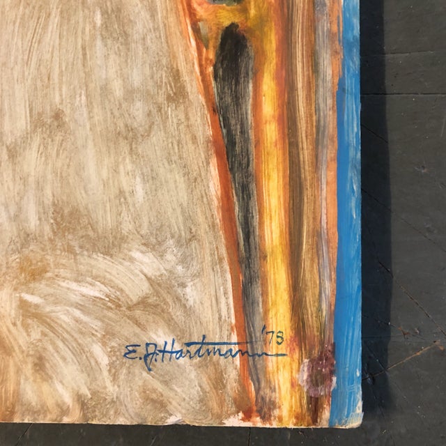 Original Vintage painting on foam core signed bottom right 14 x 23 unframed