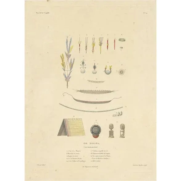 Duperrey, Illustration of Jewellery, Belts and Other Items from Birara, New Ireland, Print For Sale - Image 6 of 6