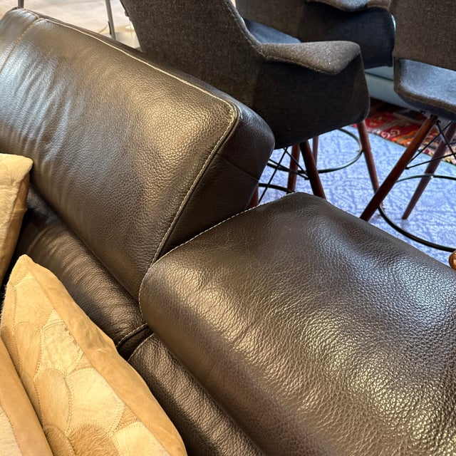 Calia Italia Leather Sofa, Black For Sale - Image 10 of 12