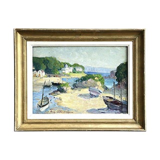 Boats in Harbor, E. Schlumberger (1879-1960) Impressionism Oil For Sale