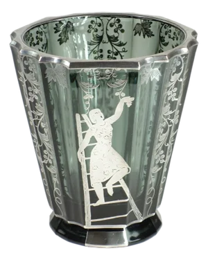 Art Deco Silver Glass Vase by Arrigo Finzi, 1930
